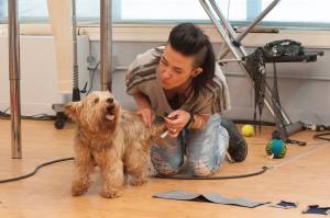 Michelle with the rescue dog